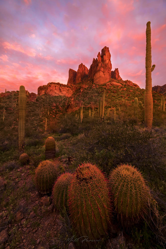 Superstition Mountains Sunrise - Dramatic desert sunrise over rugged peaks