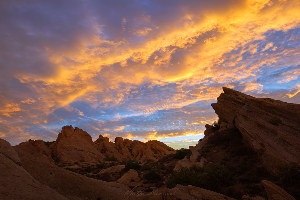 Vasquez Rocks Park Santa Clarita - Dramatic sunset over iconic rock formations